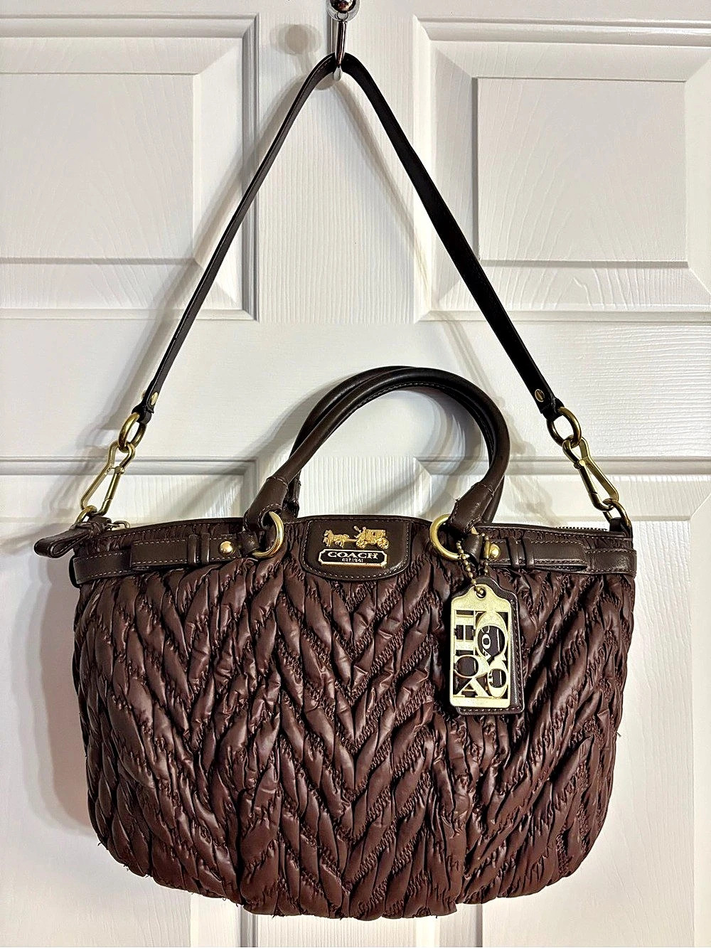Limited Edition Coach Madison Quilted Chevron Lindsey Satchel
